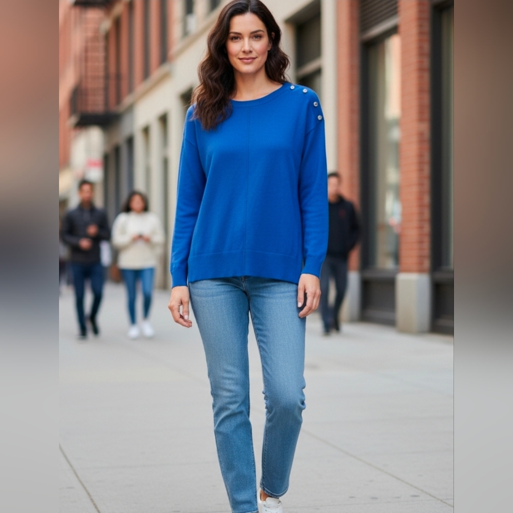 Tint & Shadow Women's Blue Long Sleeve Pullover Sweater Size S